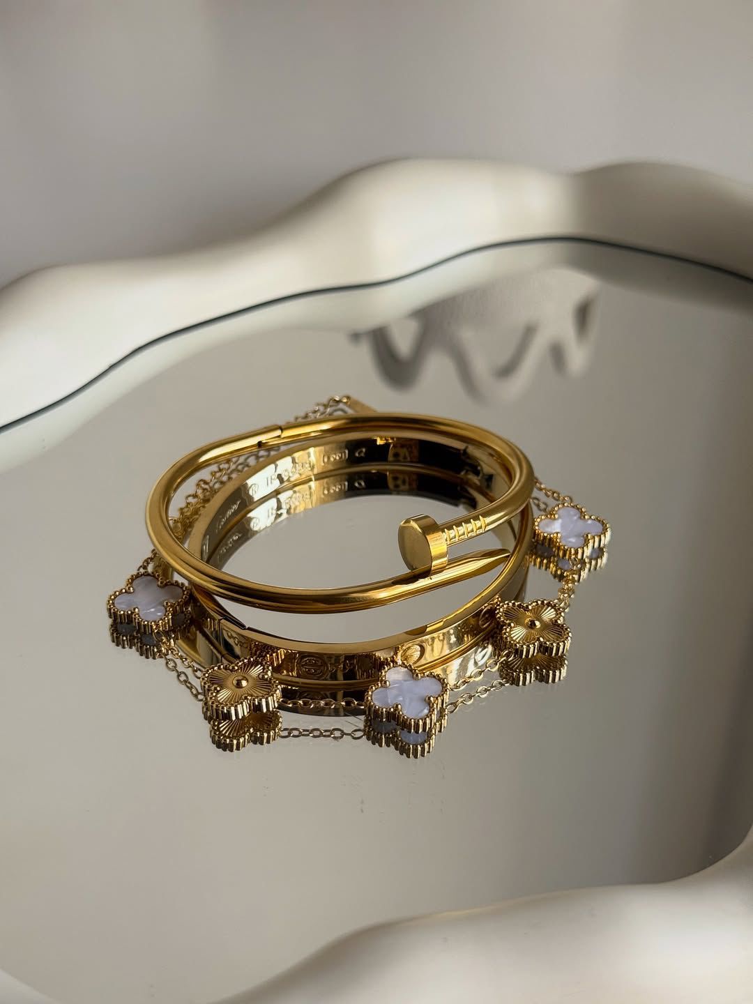 3 In 1 Combo Bangle (Nail + Cartier + Floral)