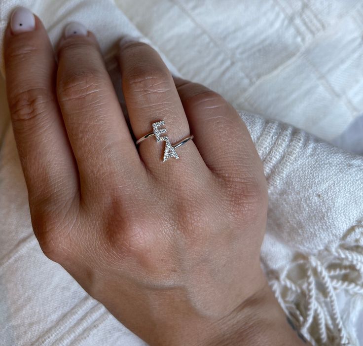 Cute Diamond Initial Ring