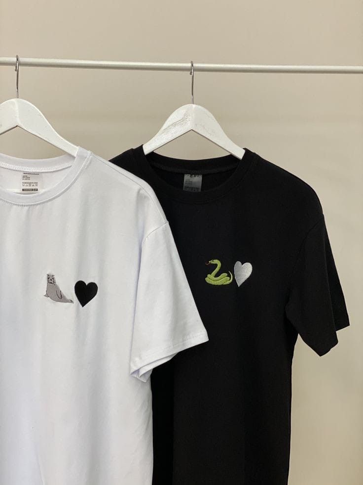 Heart Snake T-Shirts For Couple