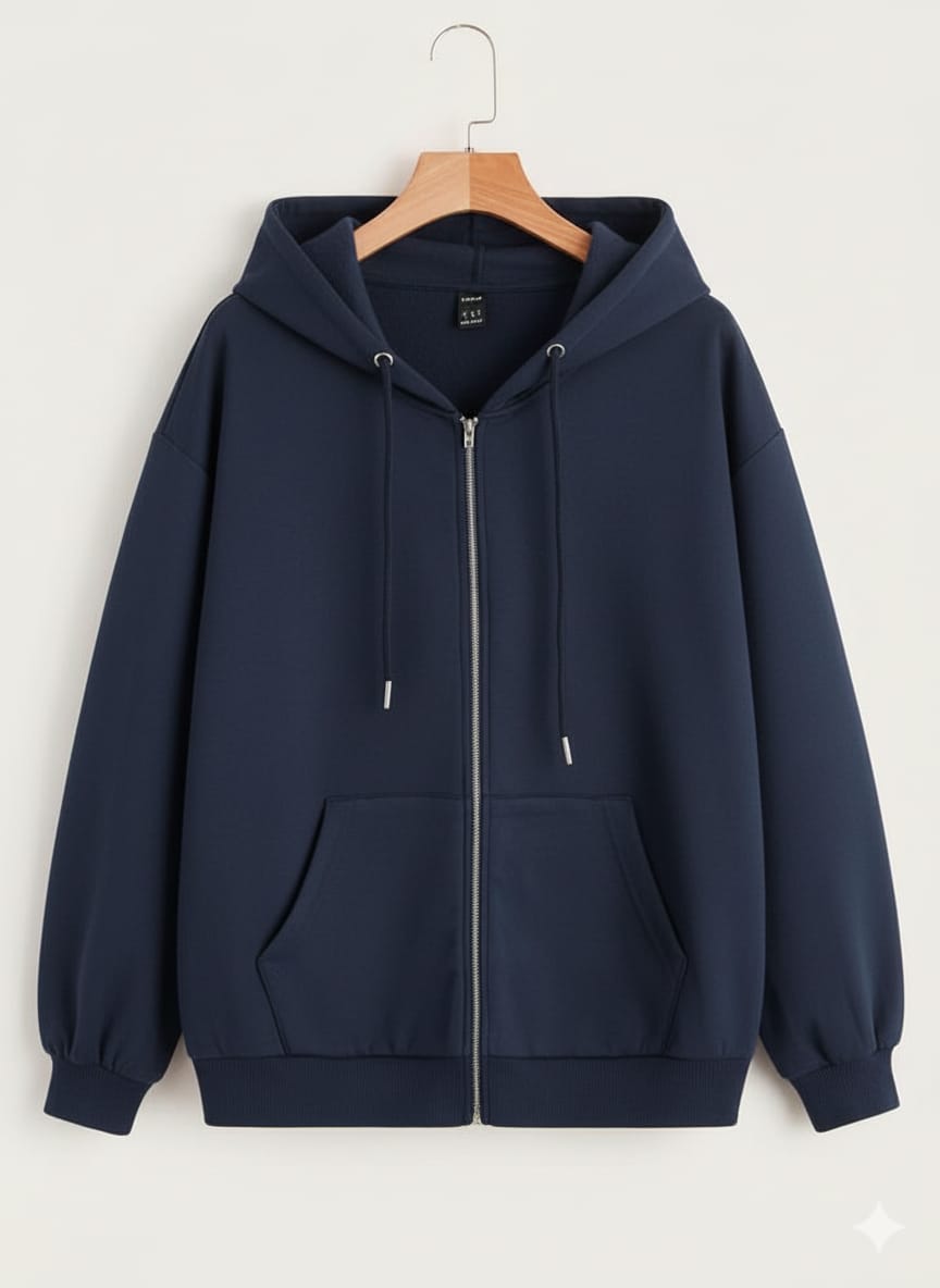 Navy Blue Zipper Hoodie