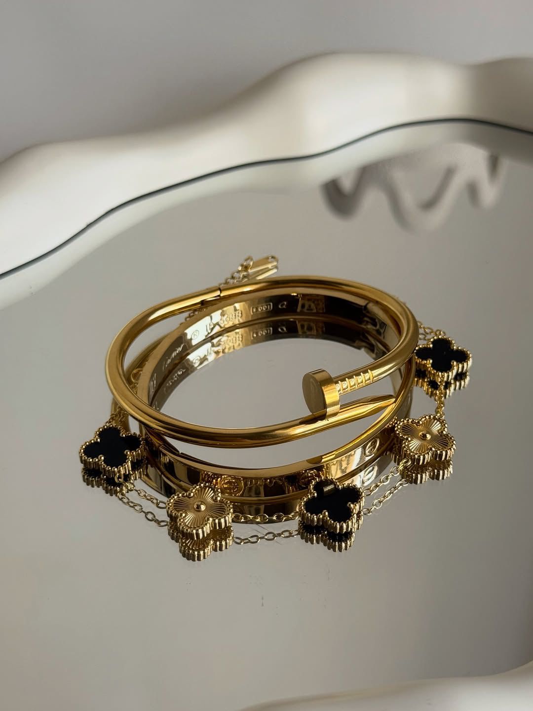 3 In 1 Combo Bangle (Nail + Cartier + Floral)