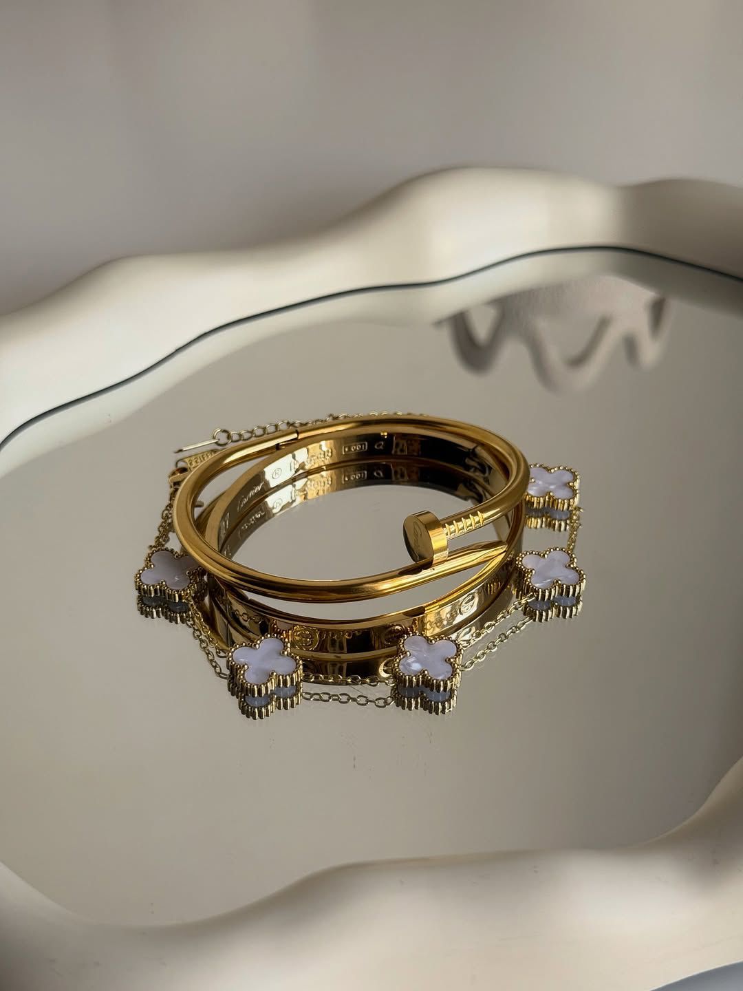 3 In 1 Combo Bangle (Nail + Cartier + Floral)