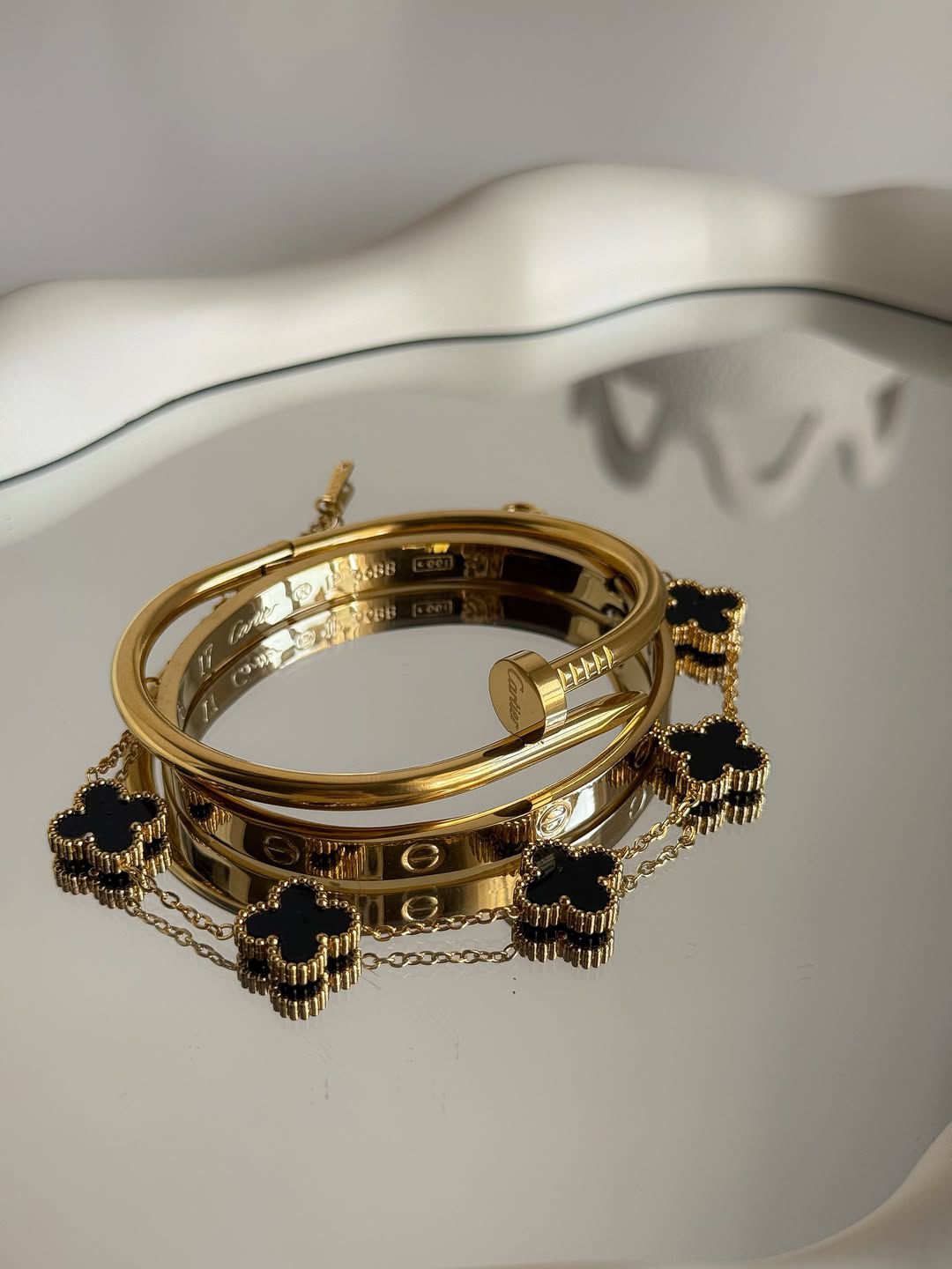 3 In 1 Combo Bangle (Nail + Cartier + Floral)