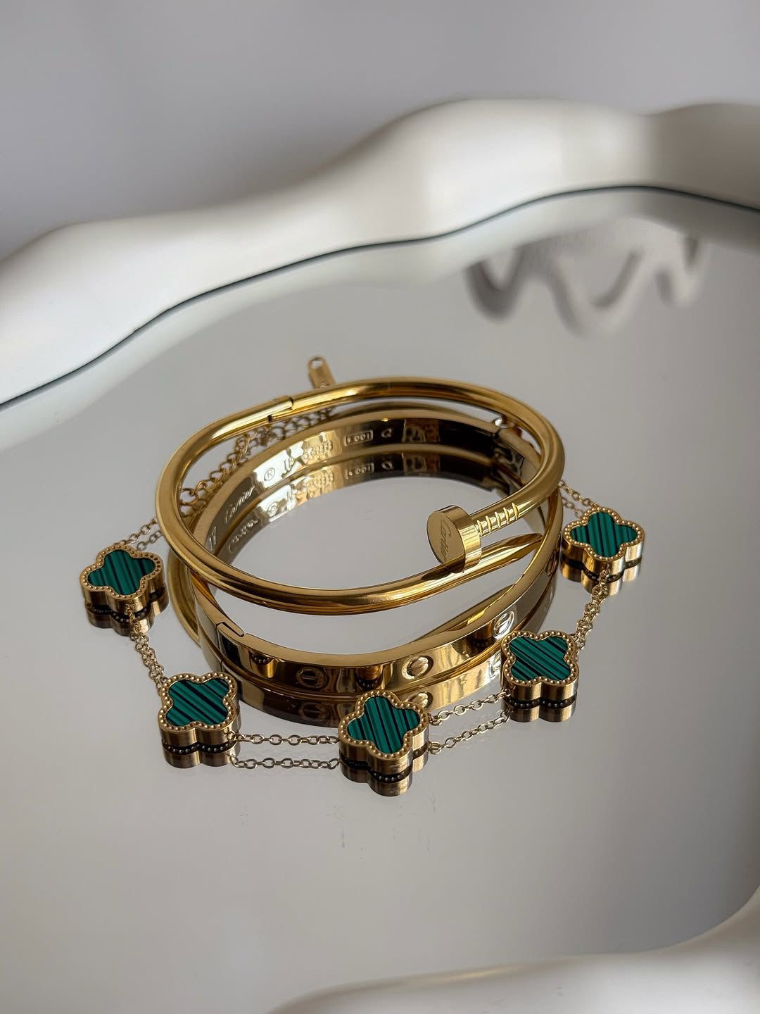 3 In 1 Combo Bangle (Nail + Cartier + Floral)