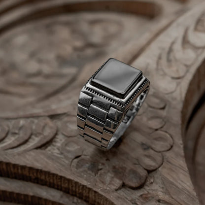 Byzantine Black Aqeeq Ottoman Ring