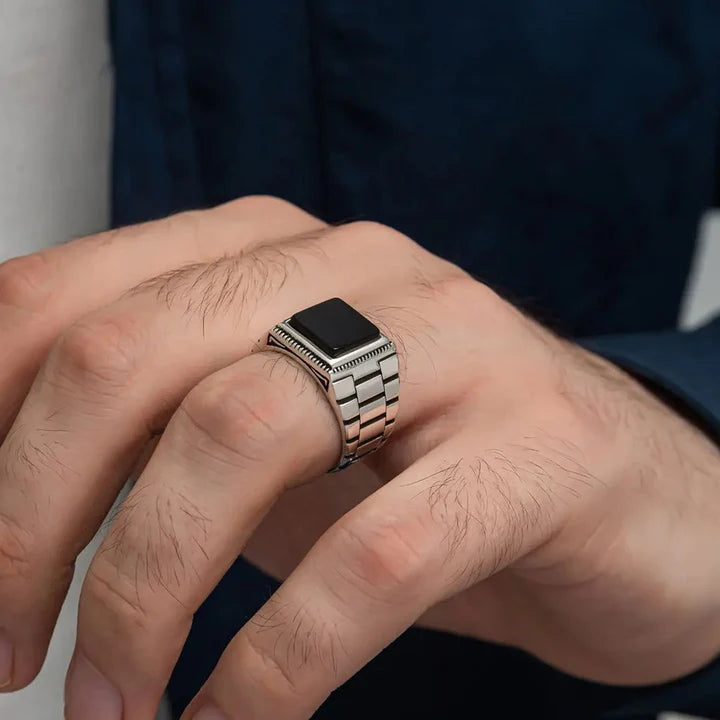 Byzantine Black Aqeeq Ottoman Ring