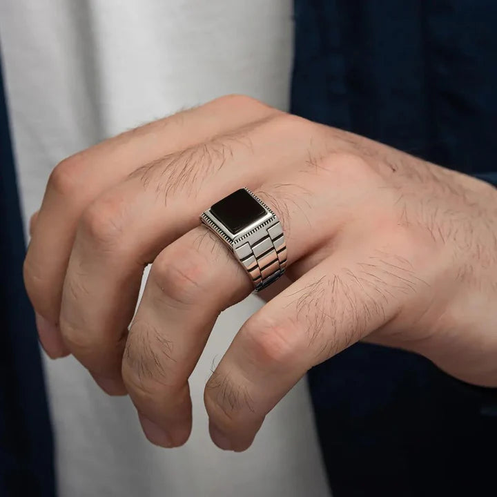 Byzantine Black Aqeeq Ottoman Ring
