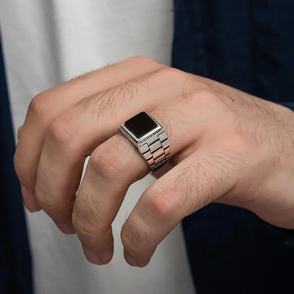 Byzantine Black Aqeeq Ottoman Ring