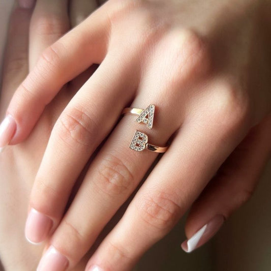 Cute Diamond Initial Ring