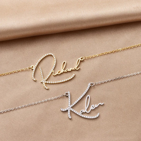 Diamond Signature Name Necklace