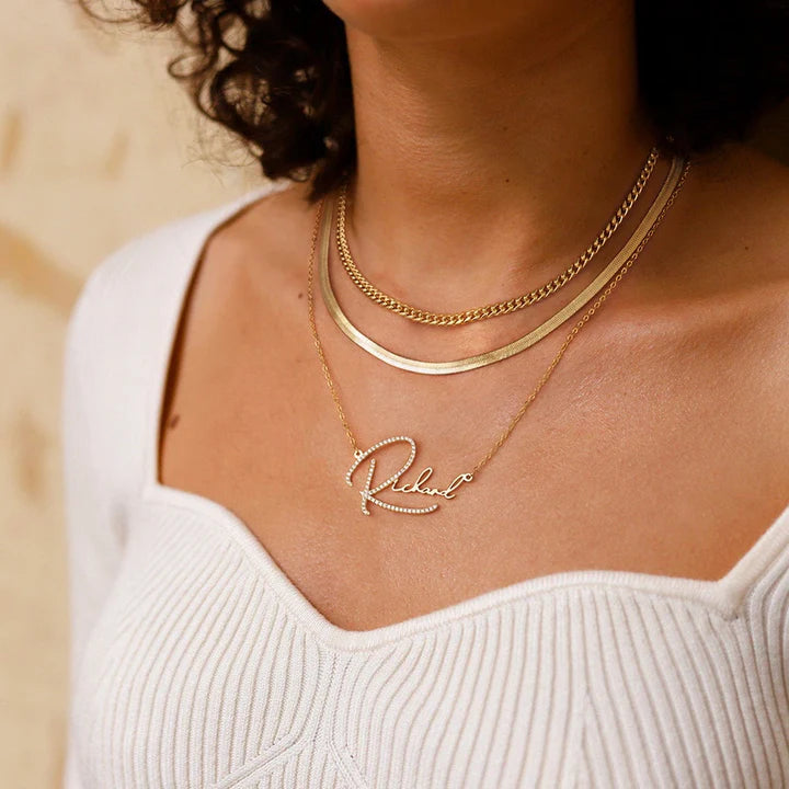Diamond Signature Name Necklace
