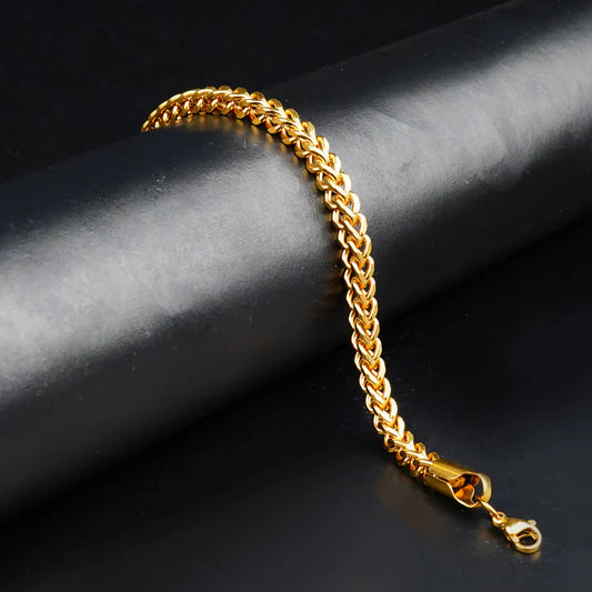 Golden Flex Square Wheat chain Bracelet