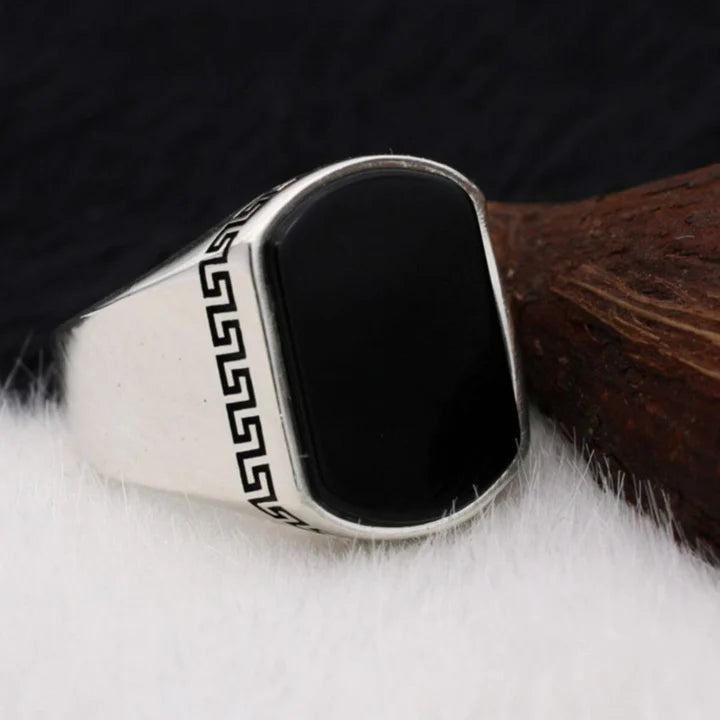 The Izmir Black Aqeeq Ring