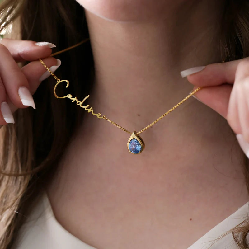 Custom Gem Name Necklace