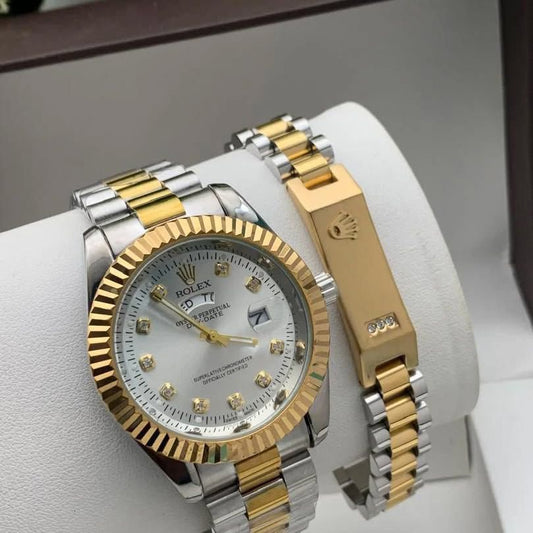 Rolex Oyster Perpetual In Dual-Tone Mens Watch With Rolex Band