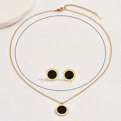 Round Hole Set – Stainless Steel Necklace & Earrings