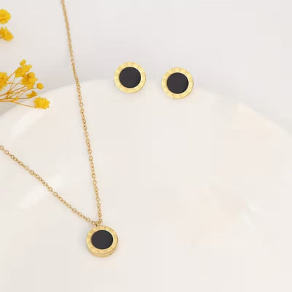 Round Hole Set – Stainless Steel Necklace & Earrings
