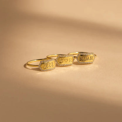 Radiant Initial Name Ring