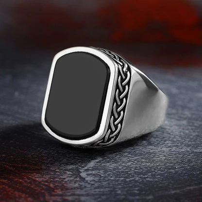Turkish Titan Black Aqeeq Ring