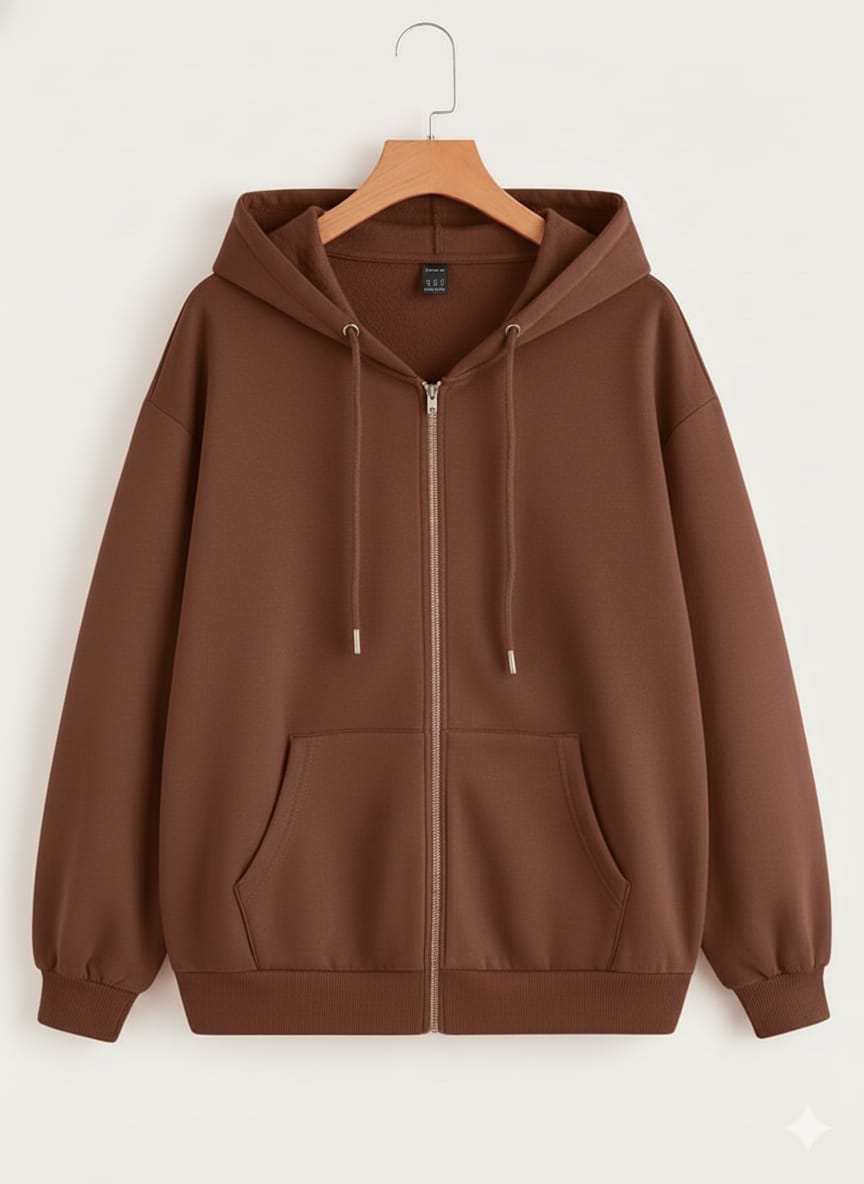 Brown Zipper Hoodie