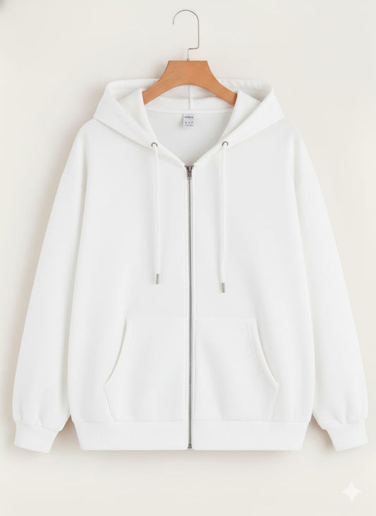 White Zipper Hoodie