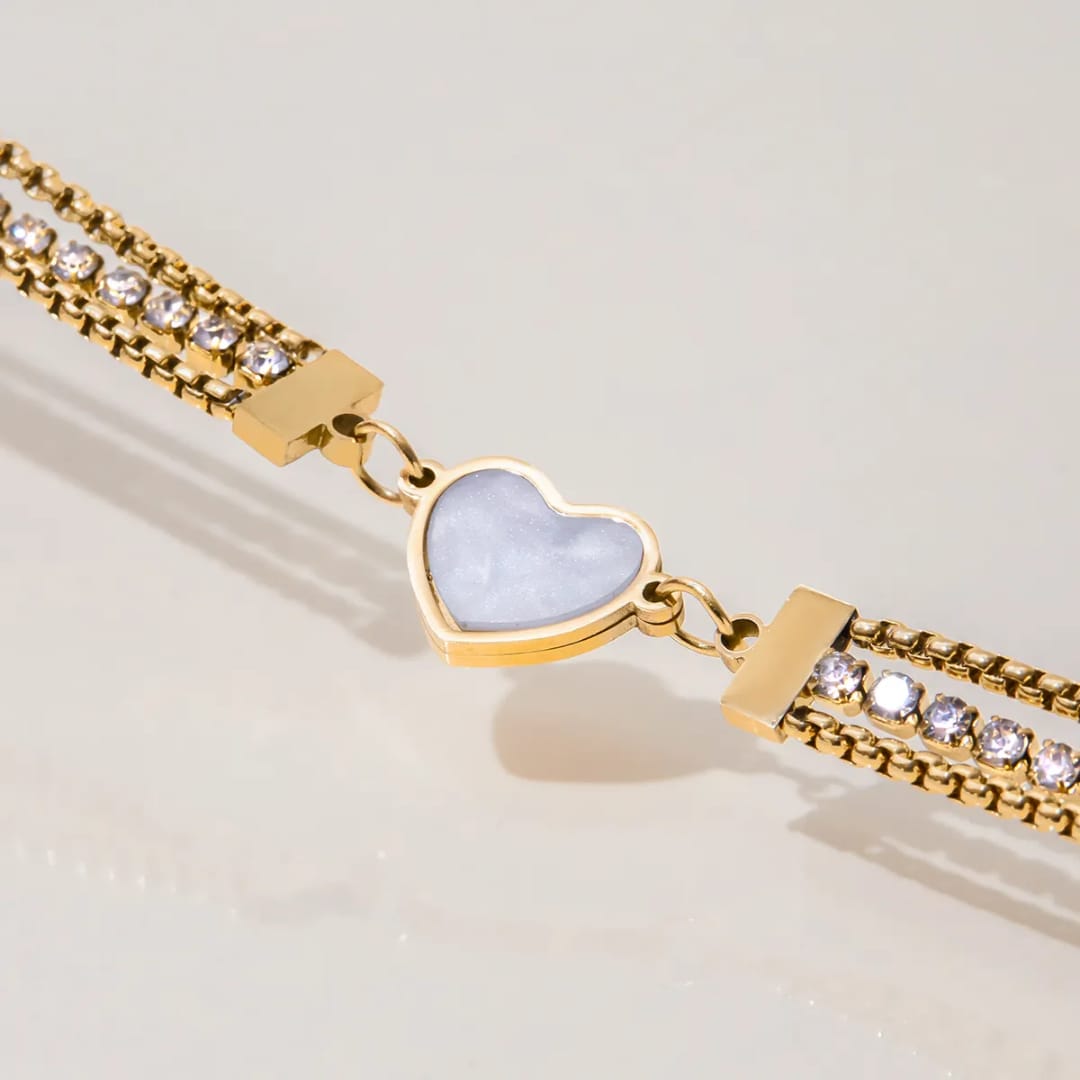 Heart Bracelet ( Stone Embedded)