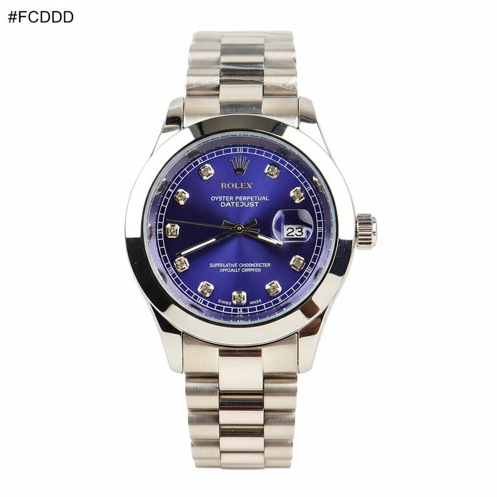 Rolex Watch – silver With Blue Dial