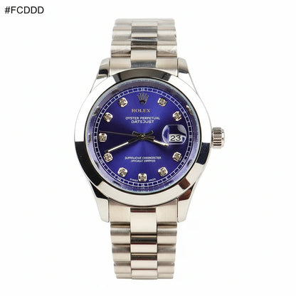 Rolex Watch – silver With Blue Dial