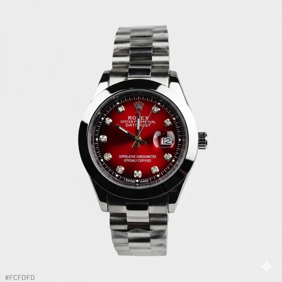 Rolex Watch – silver with red Dial