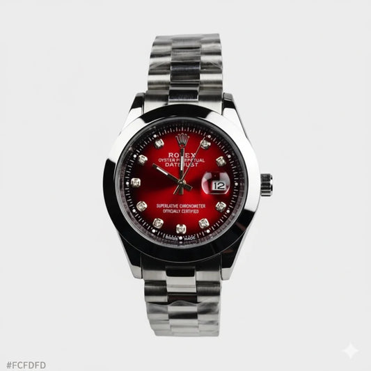Rolex Watch – silver with red Dial