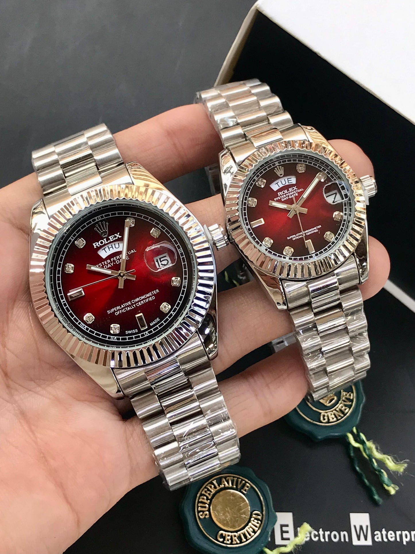 Rolex Pair Watch (Silver)