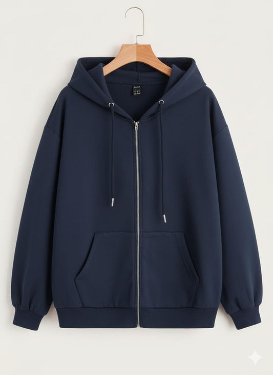 Navy Blue Zipper Hoodie