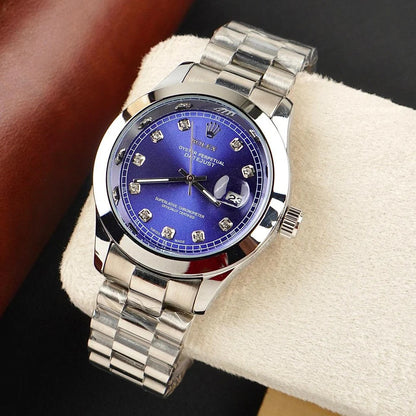 Rolex Watch – silver With Blue Dial