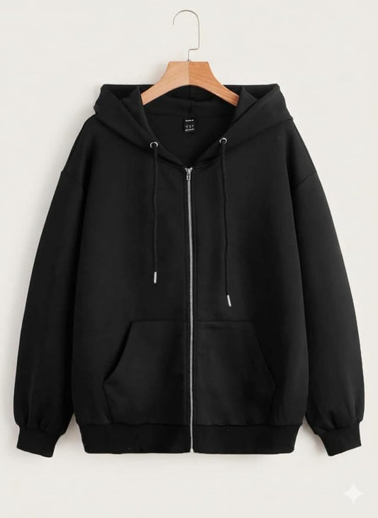 Black Zipper Hoodie
