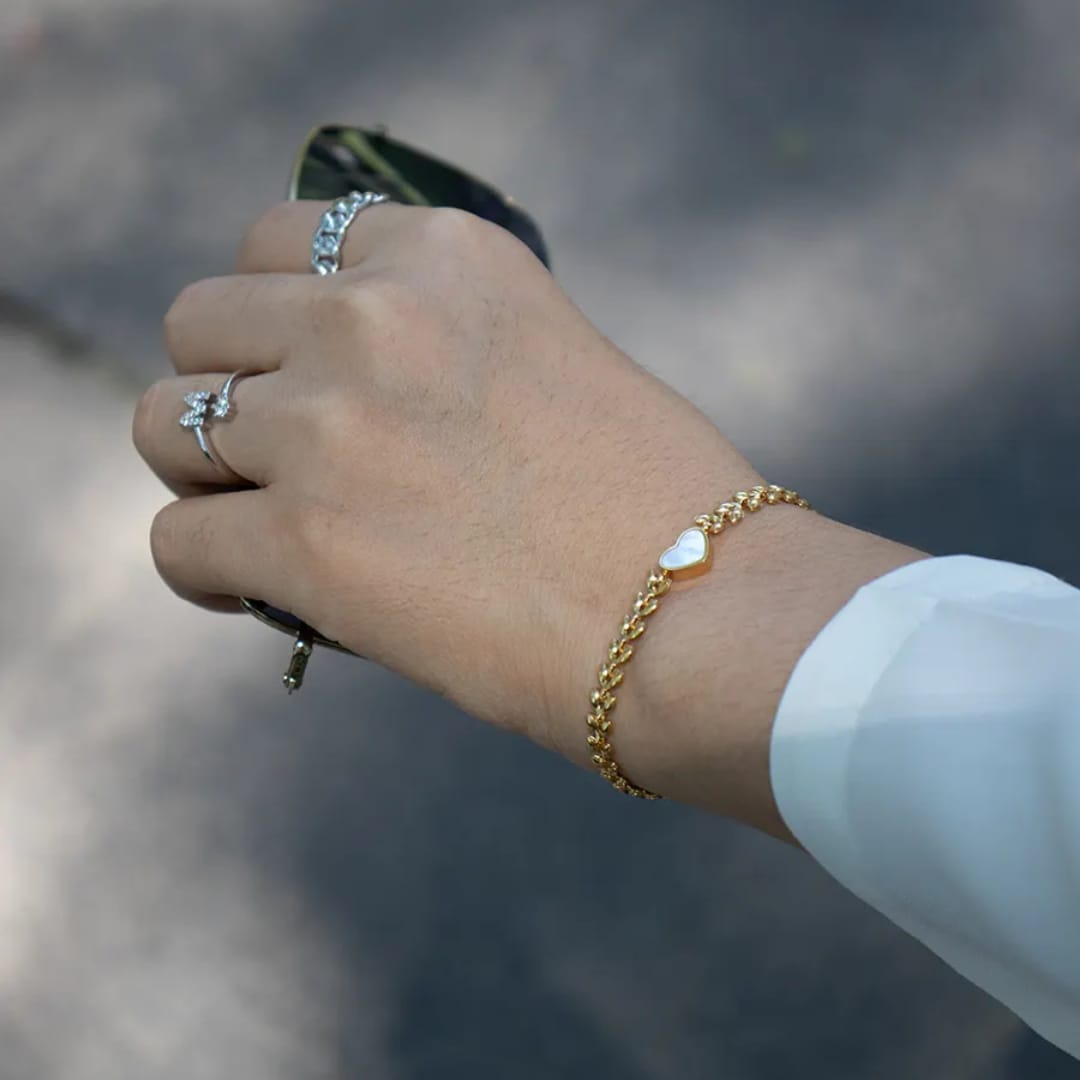 White Heart Bracelet