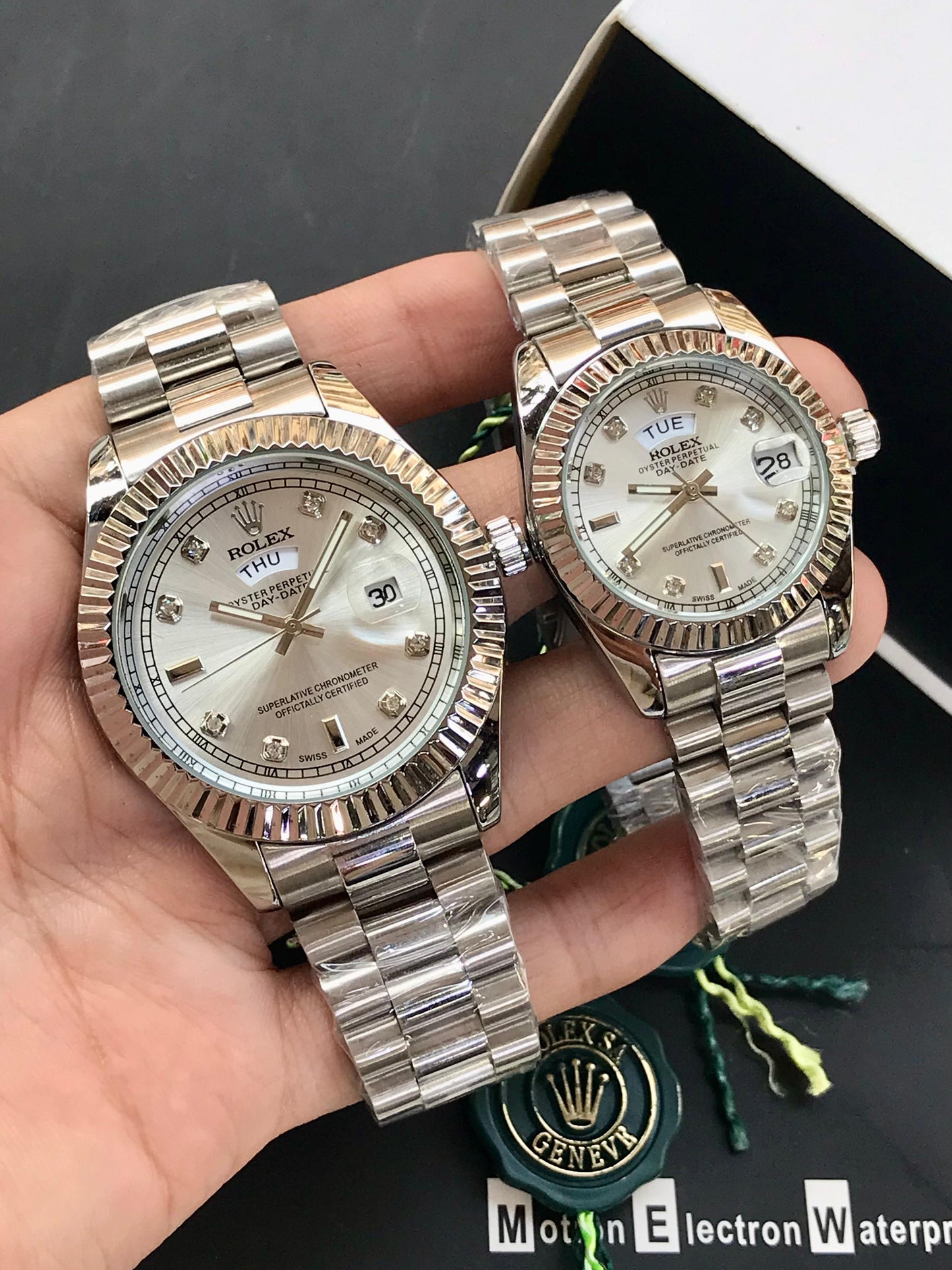 Rolex Pair Watch (Silver)